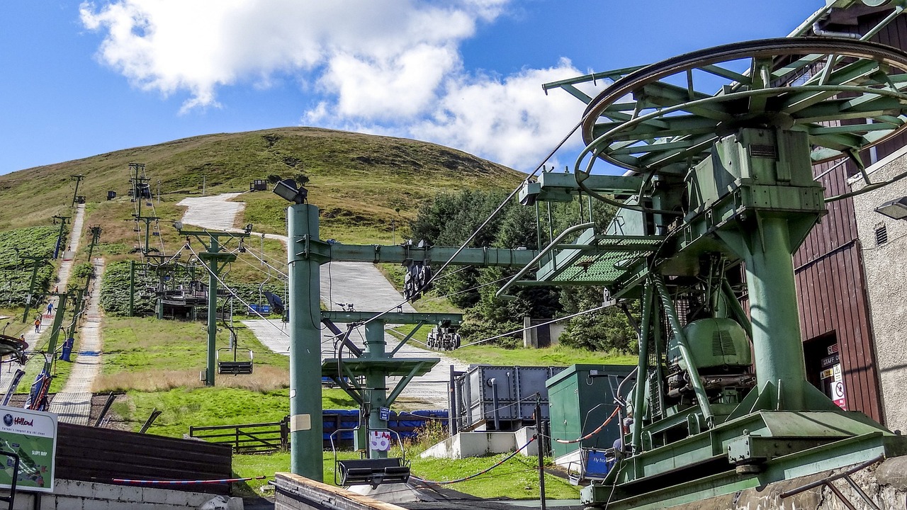 Ski lift on a hillside slope