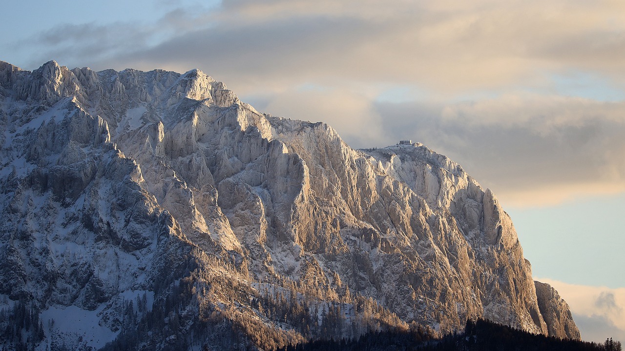 Alpine mountain landscape at sunset